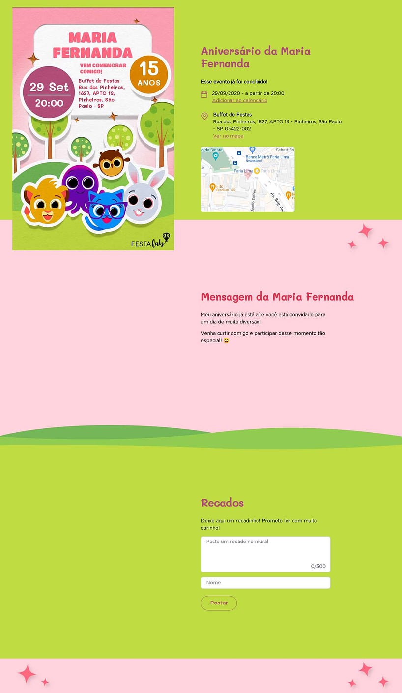 Criar convite de Bolofofos Rosa online grátis